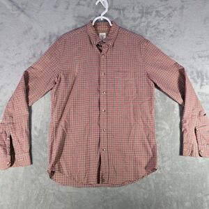 J. Crew Slim Fit Button Down Shirt‎ Red Checkered Long Sleeve Mens Medium